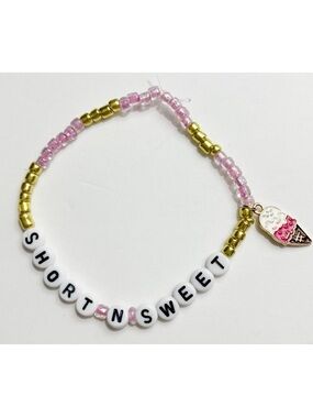 Sabrina Carpenter Short N Sweet Pink and Gold Beaded Friendship Bracelet
